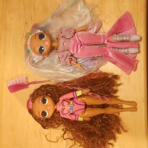 Set of 2 LOL Surprise dolls OMG swim coral waves and fashion show hair edition